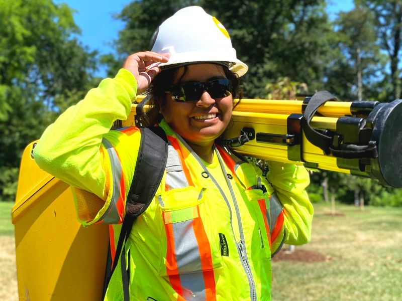 Two tradeswomen on a job site.